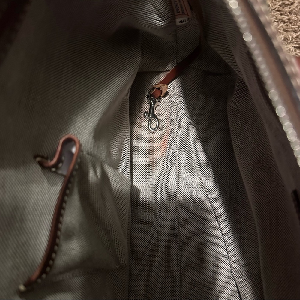 Rooney & Bourke Vintage Shoulder Bag Green Canvas with Brown Leather Trim/Accent - Picture 16 of 17